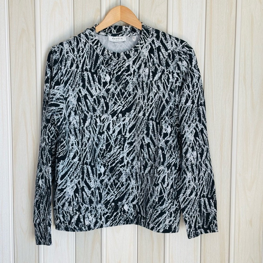 Sandro , Paris ,Monochrome Abstract Sweater